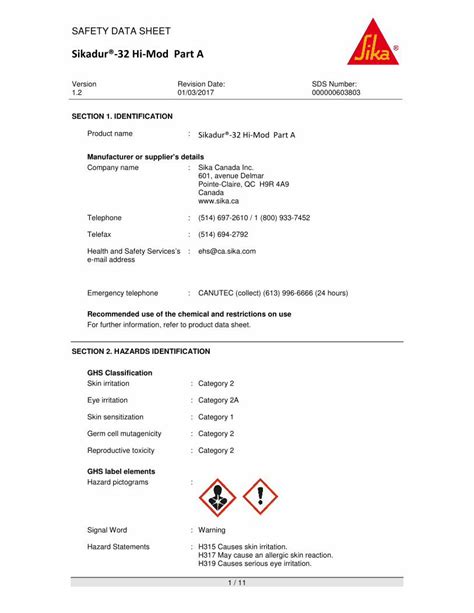 sikadur 32 safety data sheet.